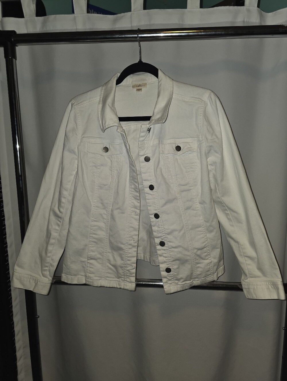 J. Jill White Denim Jacket - Classic Button-Front